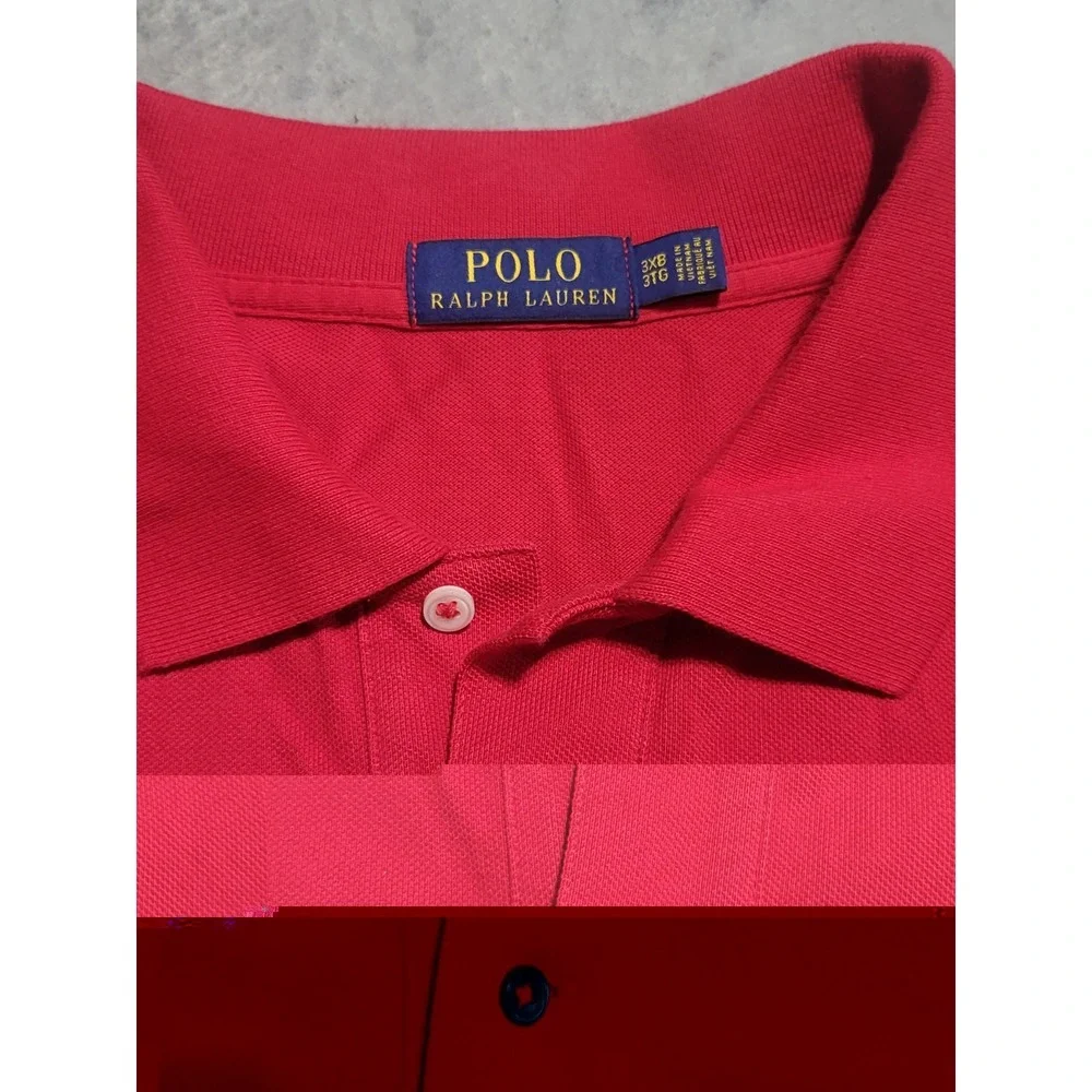 Mens Polo Ralph Lauren Polo Shirt 3XB Big Tall Red Long Sleeve Cotton Pony Logo